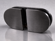 Fixed Bracket - Round 180 Degree Glass to Glass - Brushed Gun Black